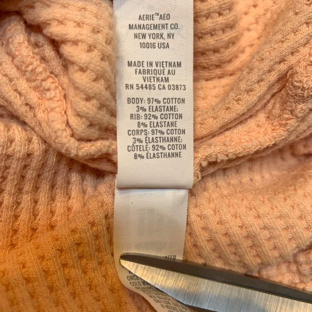 Offline by Aerie T Shirt Large Dance Club Waffle Knit Long Sleeve Peach Orange - Picture 14 of 15